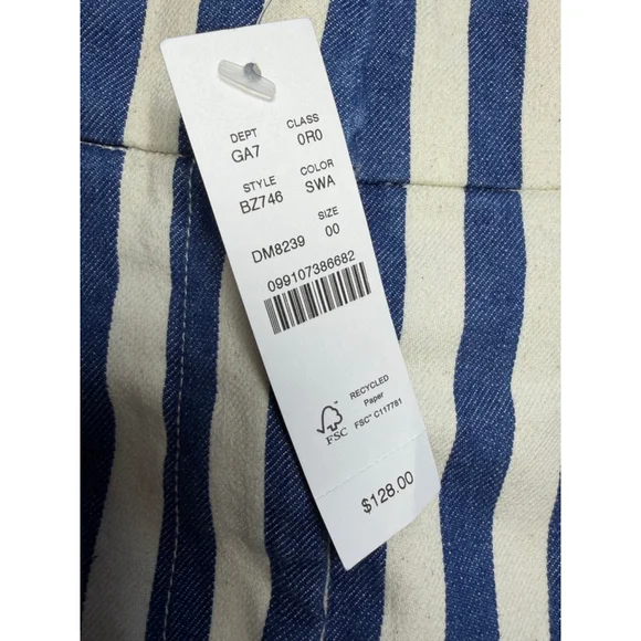 J.Crew Wide-Leg Essential Pant in Sailor Stripe | Navy White | Size 00 | NWT - Picture 6 of 10